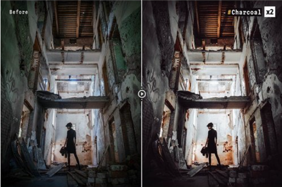 炭黑预设：一键打造电影感照片-DesignBundles – Charcoal – Actions and Presets